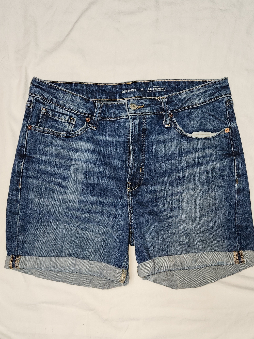 Old Navy Blue Rolled Cuff Denim Shorts Highrise OG Straight